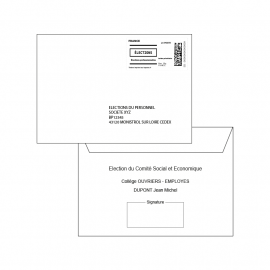Enveloppes retour 114x162 (C6) préaffranchies J+3 avec émargement personnalisé COMITE SOCIAL ET ECONOMIQUE
