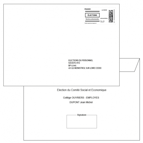 Enveloppes retour pré-affranchies + émargement personnalisé 162x229 - COMITE SOCIAL ET ECONOMIQUE