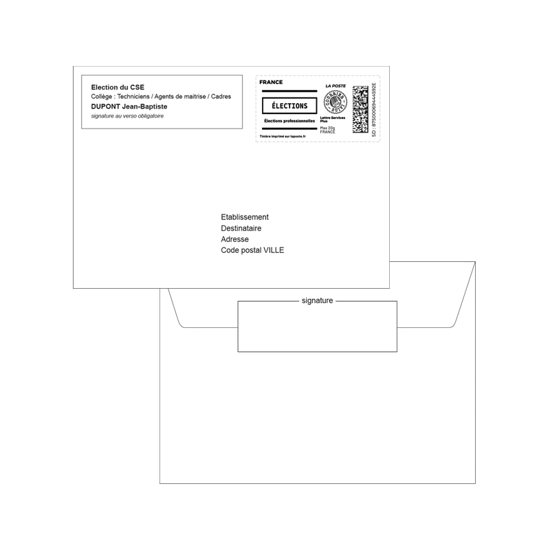 Enveloppes retour préaffranchies J+2 avec émargement personnalisé CSE - 114x162 (C6) Enveloppes retour préaffranchies J+2 avec émargement personnalisé CSE - 114x162 (C6)