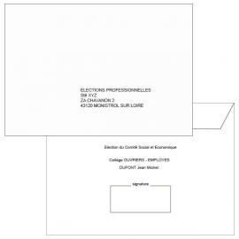 Enveloppes Retour personnalisé avec émargement - REP - COMITE SOCIAL ET ECONOMIQUE