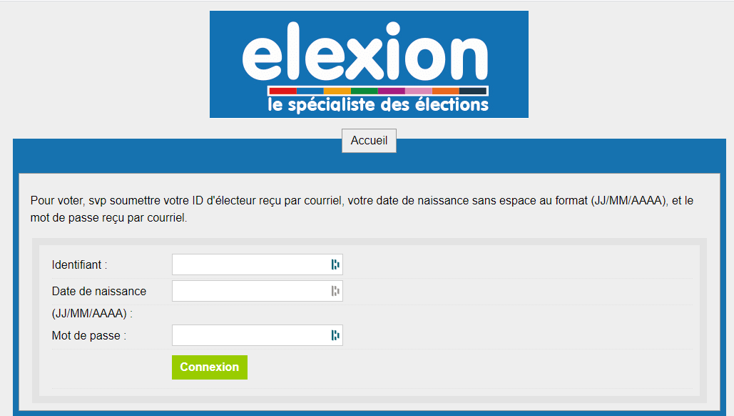 Connexion vote électronique