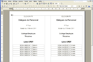 mise en page des bulletins de vote